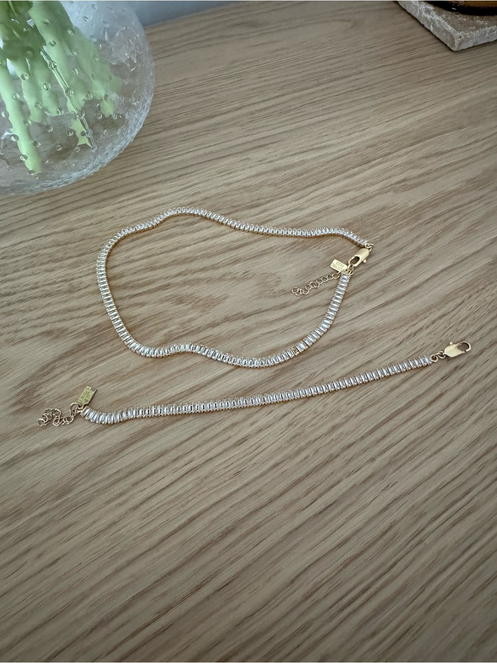 Electric Picks Gold-Tone Rectangle Tennis Necklace and Bracelet Set